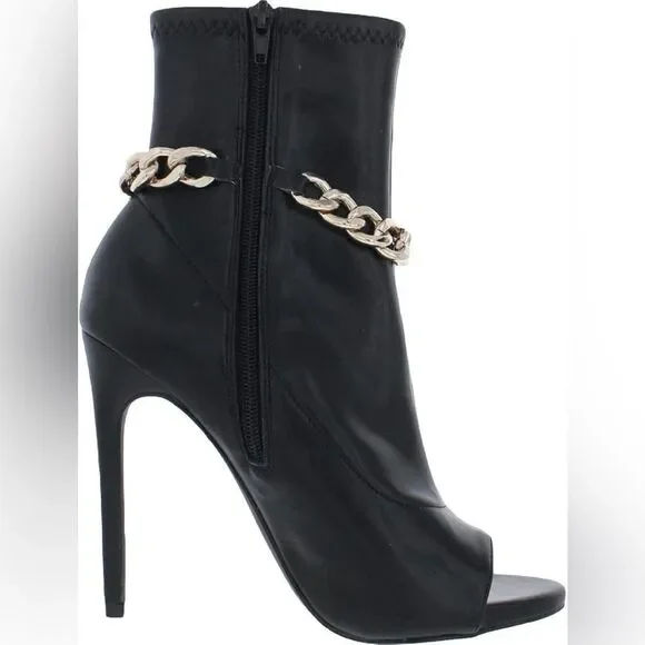 Steve Madden Womens Elettra Faux Leather Peep Toe Ankle Boots 8.5 - Picture 2 of 7